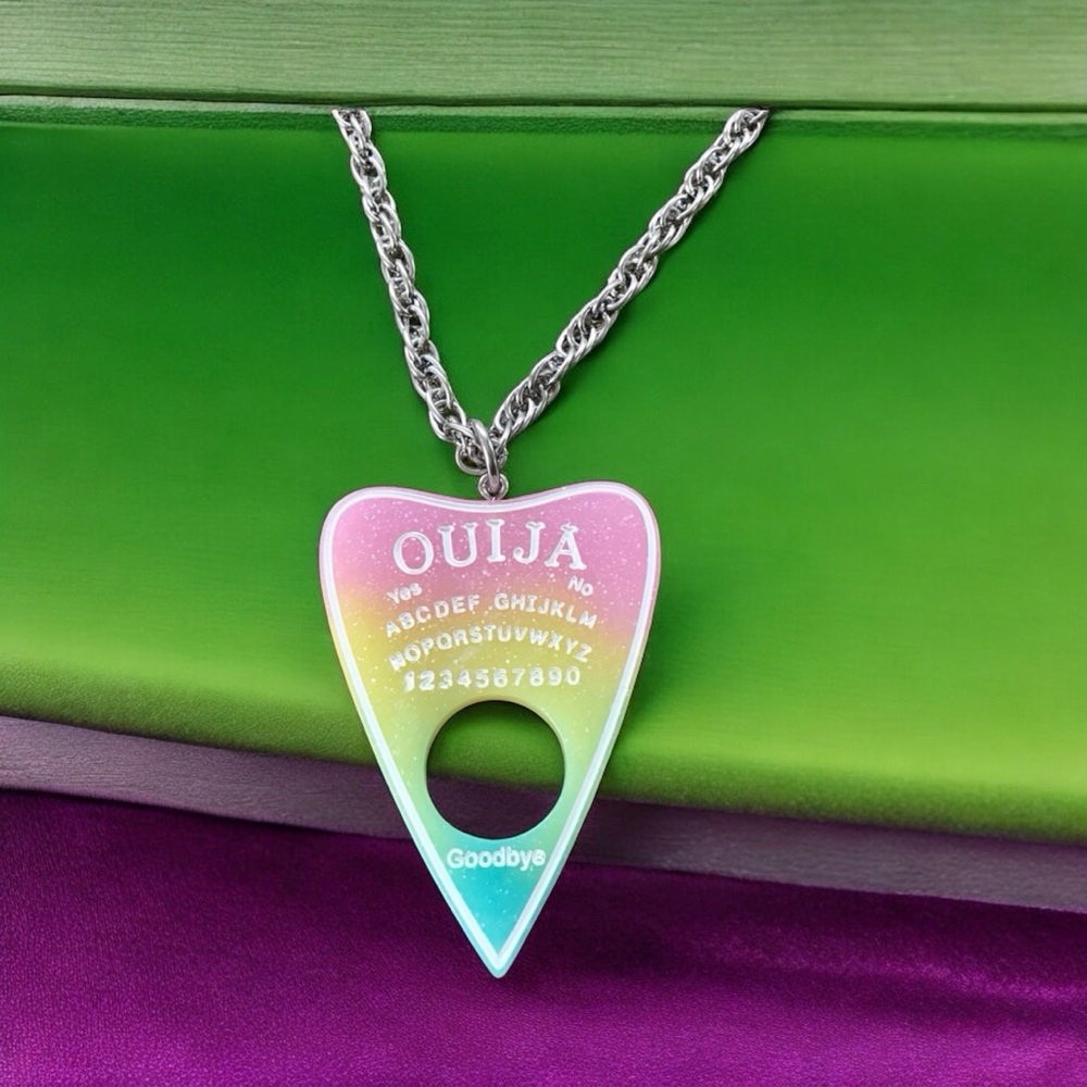 🆕 Ouija Planchette Pendant Necklace Resin/ Stainless Steel